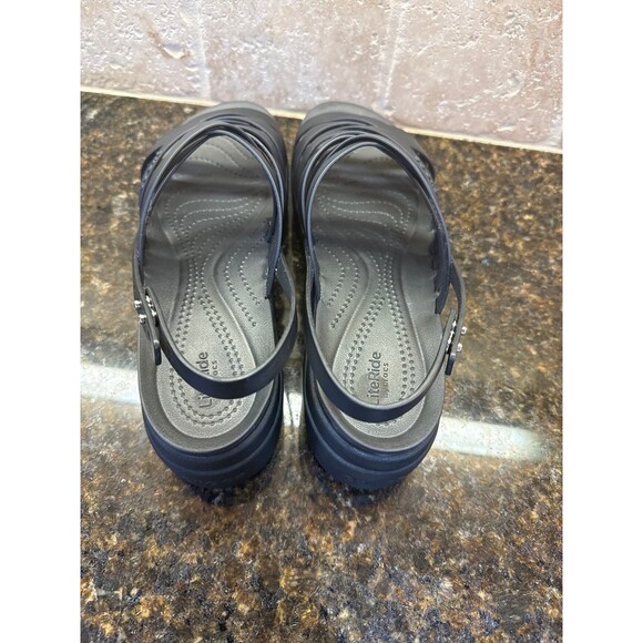 Crocs Brooklyn Literide Strappy Low Wedge Sandals Black Size 10 Like New - Picture 5 of 8